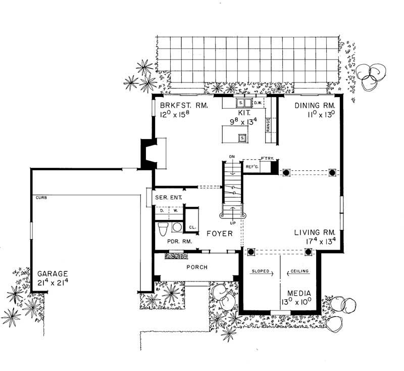 Floor Plan First Story of Colonial Plan #137-1398
