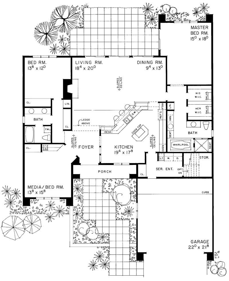 Floor Plan First Story of Craftsman Plan #137-1400