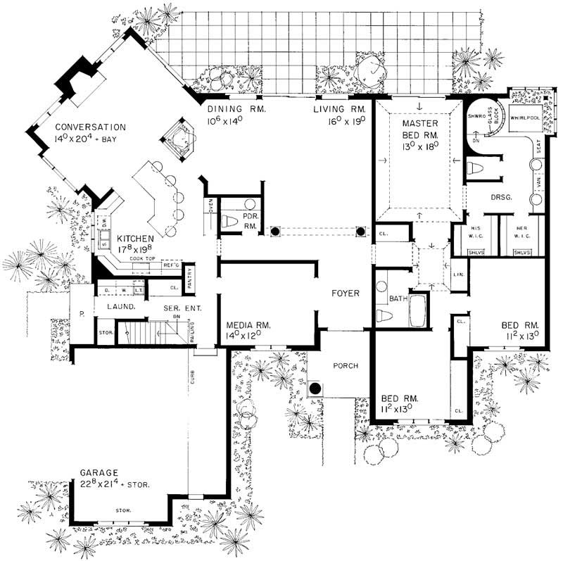 Floor Plan First Story of Craftsman Plan #137-1401
