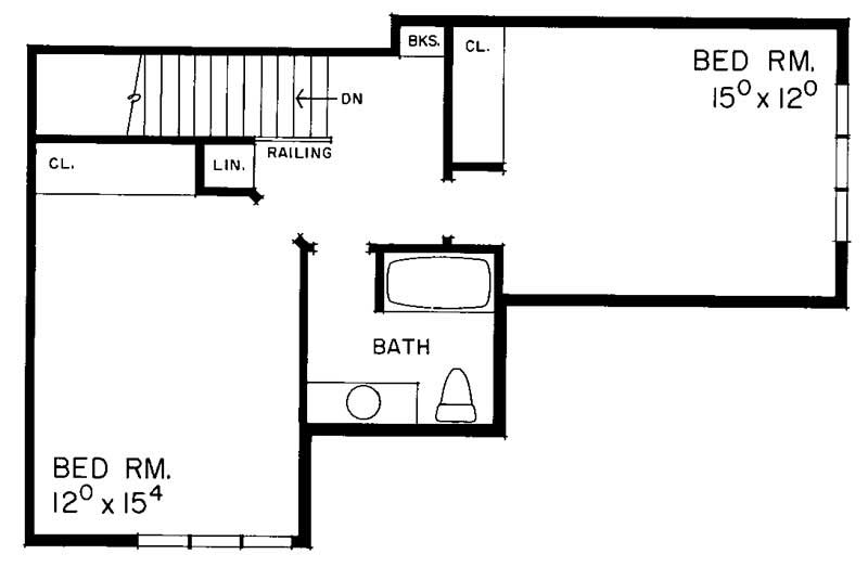 Floor Plan Second Story of Mediterranean Plan #137-1402
