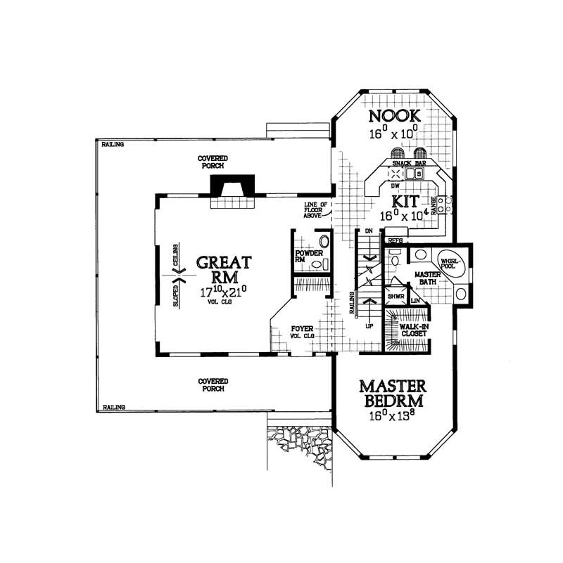 Floor Plan First Story of Country Plan #137-1404