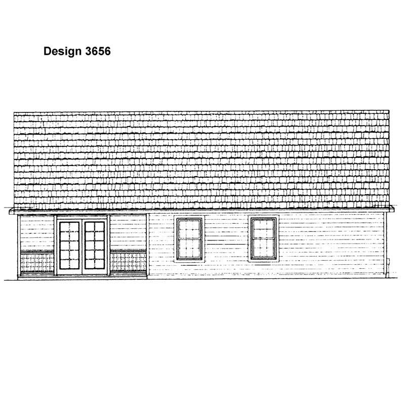 Home Plan Rear Elevation of this 3-Bedroom,1414 Sq Ft Plan -137-1406