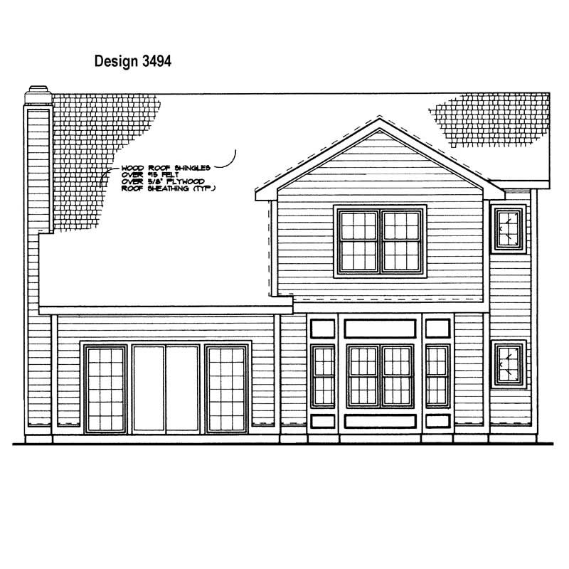 Home Plan Rear Elevation of this 3-Bedroom,2226 Sq Ft Plan -137-1407