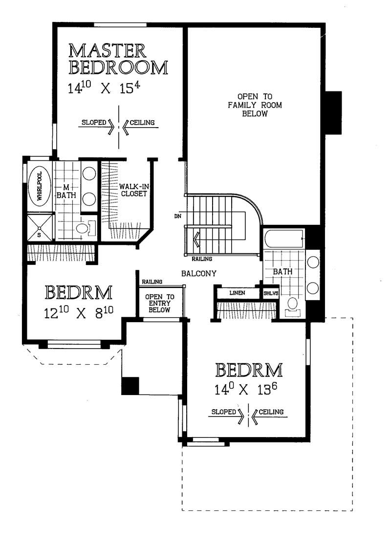 Floor Plan Second Story of Traditional Plan #137-1407