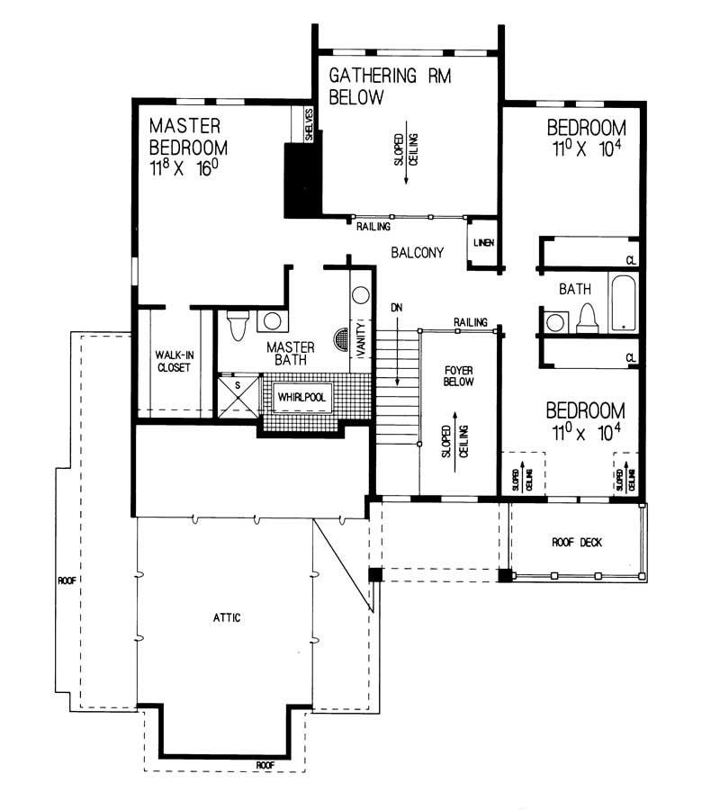 Floor Plan Second Story of Victorian Plan #137-1409