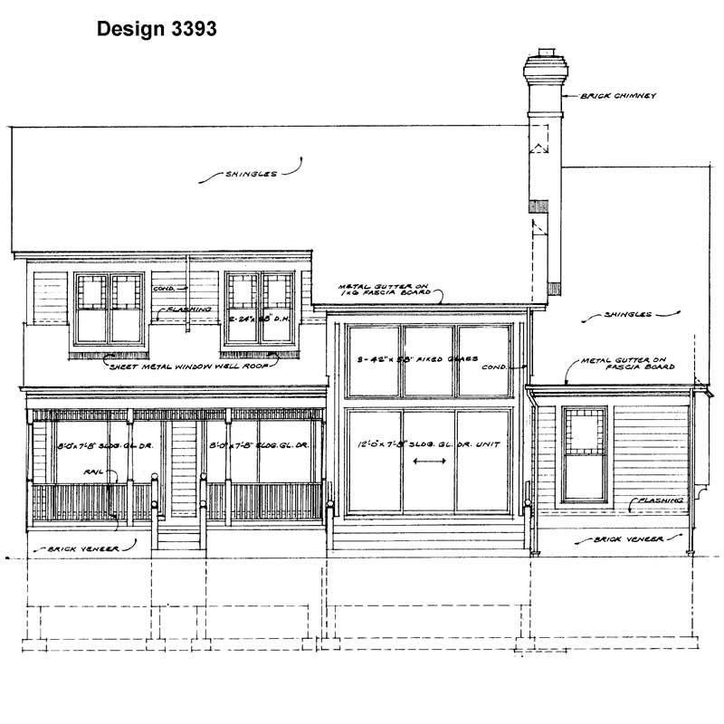 Home Plan Rear Elevation of this 4-Bedroom,2351 Sq Ft Plan -137-1411