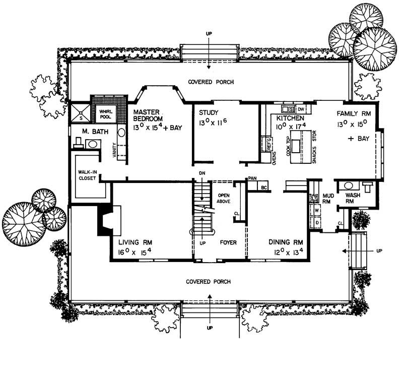 Floor Plan First Story of Country Plan #137-1413