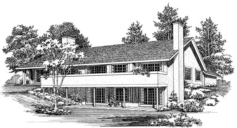 Home Plan Rear Elevation of this 4-Bedroom,2341 Sq Ft Plan -137-1414