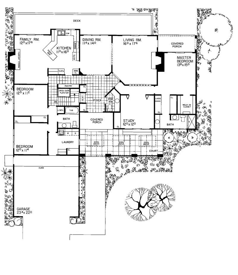 Floor Plan First Story of Southwest Plan #137-1414