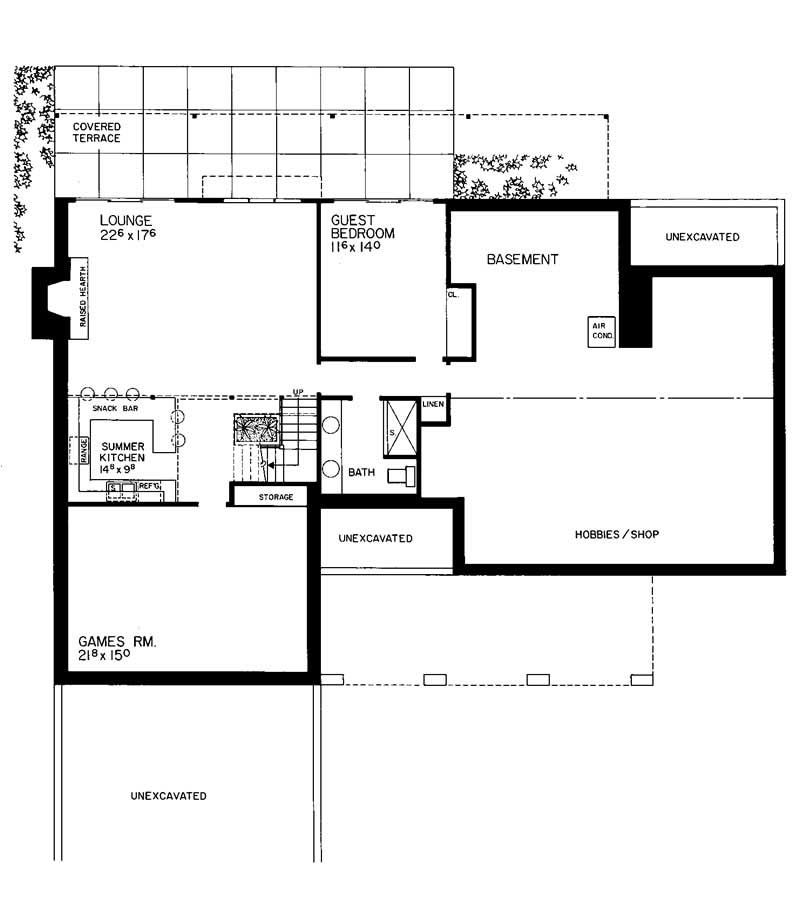 Floor Plan Basement of Southwest Plan #137-1414