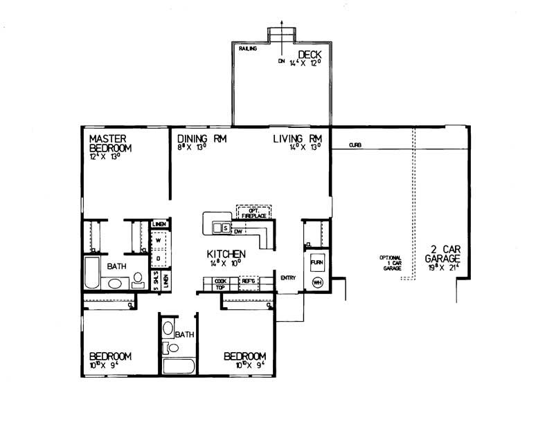 Floor Plan First Story of Ranch Plan #137-1415