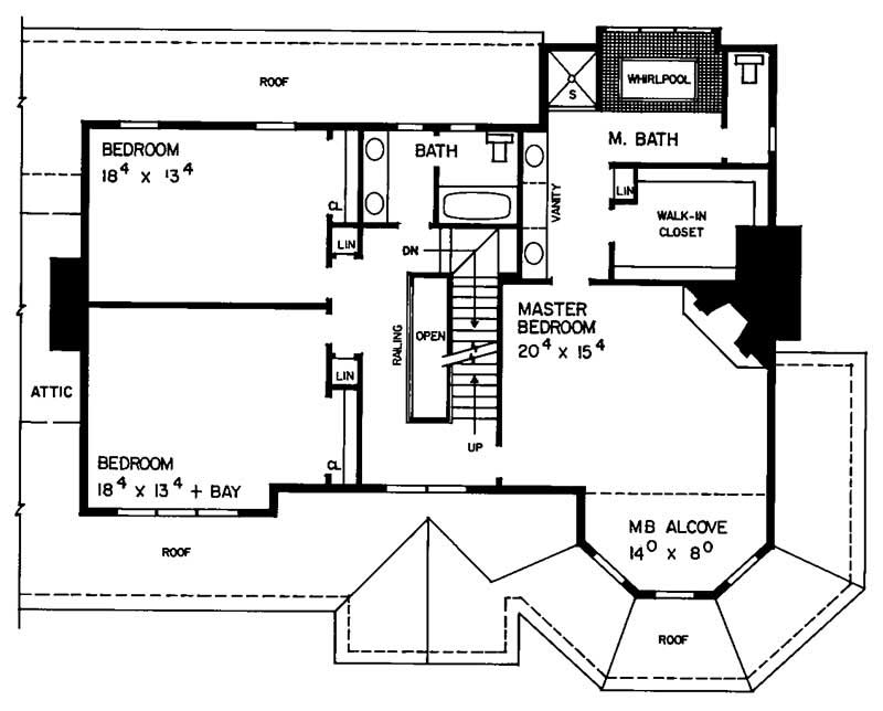 Floor Plan Second Story of Victorian Plan #137-1416