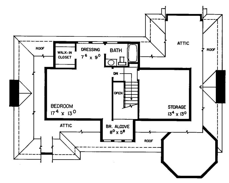 Floor Plan Third Story of Victorian Plan #137-1416