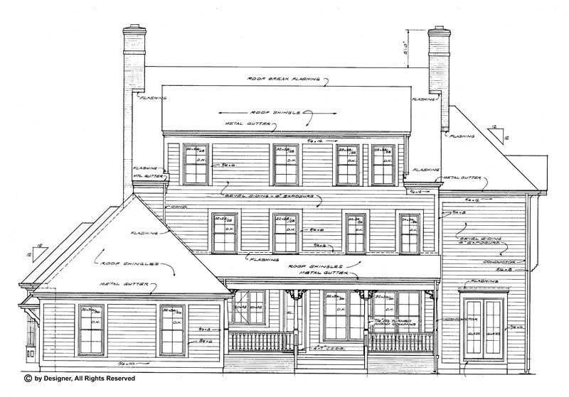 Home Plan Rear Elevation of this 5-Bedroom,3879 Sq Ft Plan -137-1418