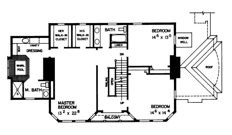 Floor Plan Second Story of Victorian Plan #137-1418