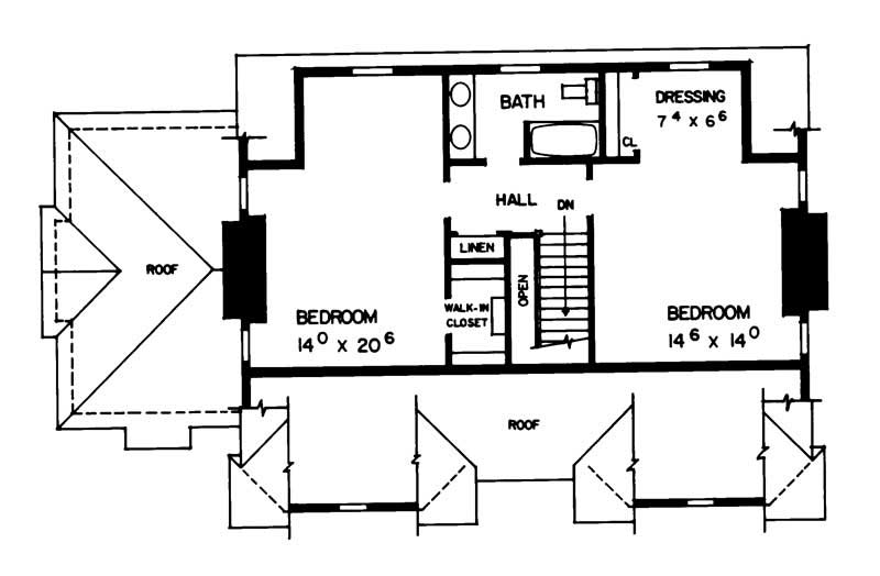 Floor Plan Third Story of Victorian Plan #137-1418
