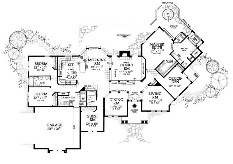 Floor Plan First Story of Mediterranean Plan #137-1420