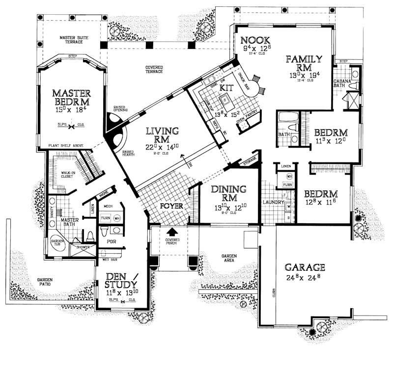 Floor Plan First Story of Mediterranean Plan #137-1422
