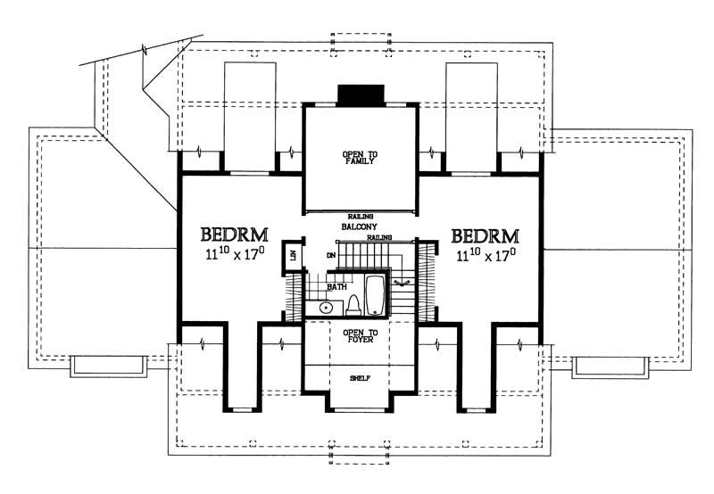 Floor Plan Second Story of Country Plan #137-1425