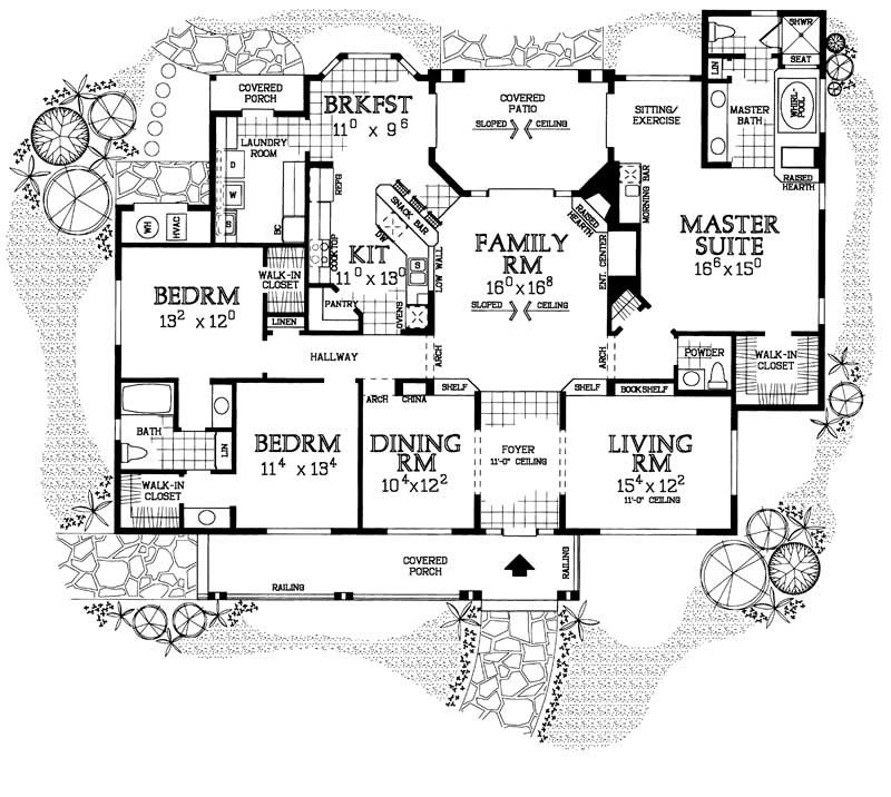 Floor Plan First Story of Country Plan #137-1426
