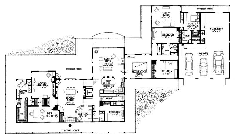Floor Plan First Story of Ranch Plan #137-1428