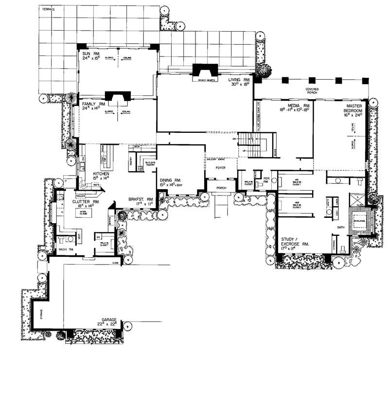 Floor Plan First Story of Contemporary Plan #137-1429