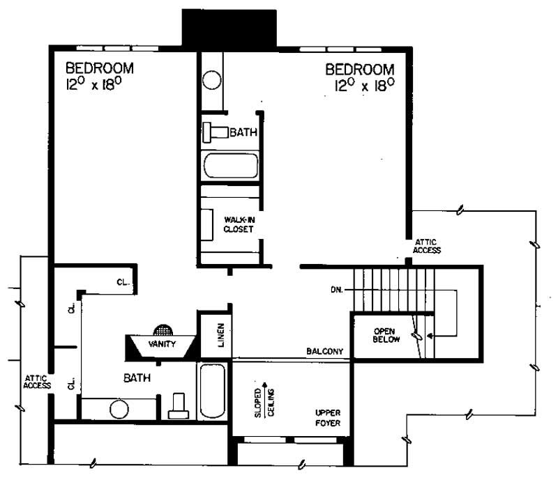 Floor Plan Second Story of Contemporary Plan #137-1429