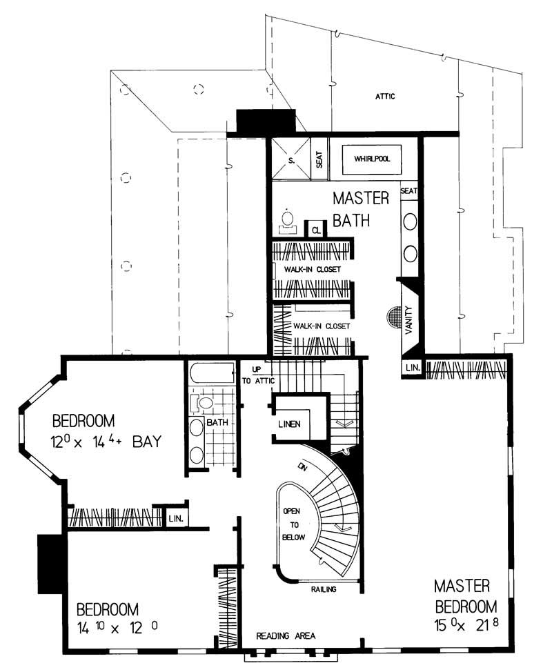 Floor Plan Second Story of Colonial Plan #137-1430