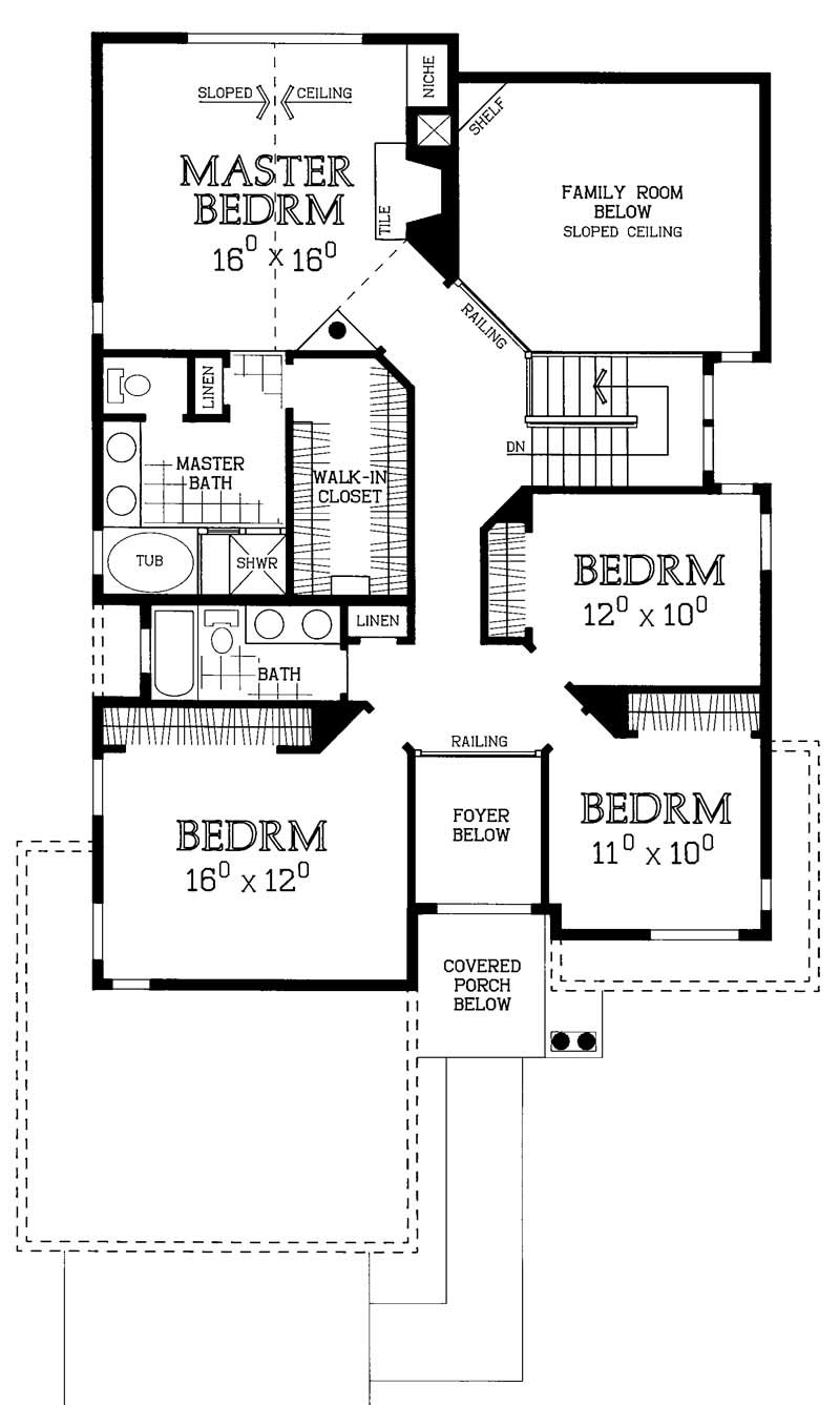 Floor Plan Second Story of Traditional Plan #137-1432
