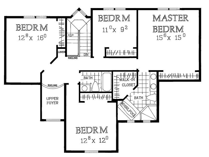 Floor Plan Second Story of Contemporary Plan #137-1434