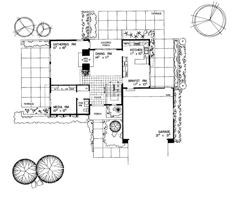 Floor Plan First Story of Contemporary Plan #137-1436