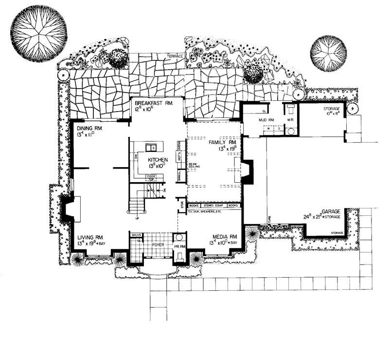 Floor Plan First Story of European Plan #137-1440