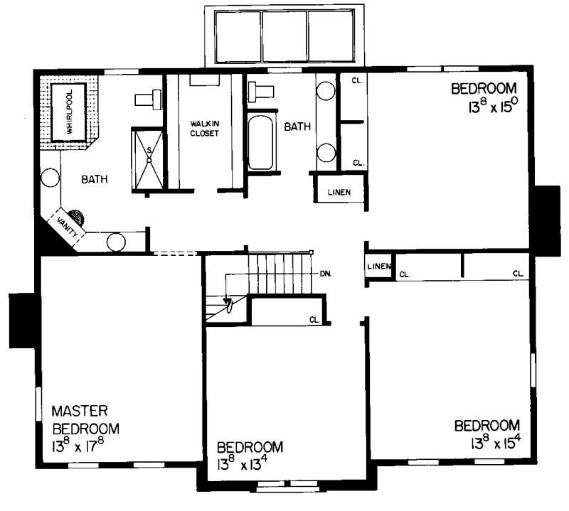 Floor Plan Second Story of European Plan #137-1440