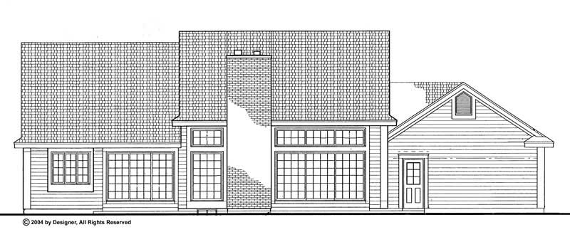 Home Plan Rear Elevation of this 3-Bedroom,1835 Sq Ft Plan -137-1444