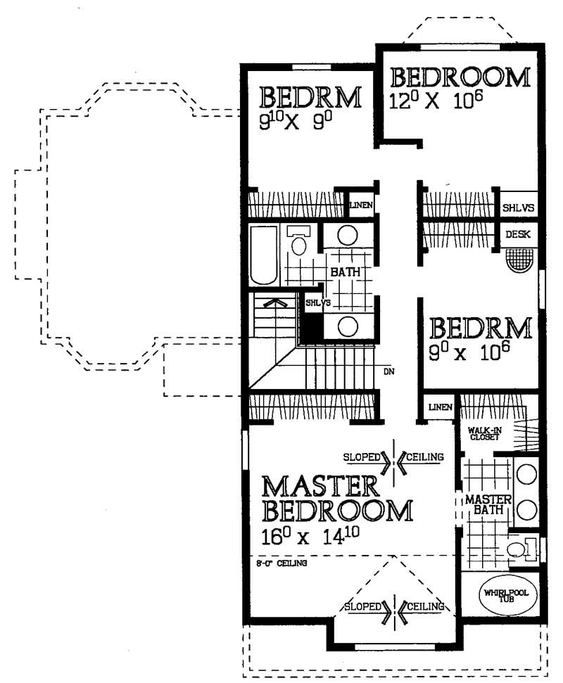 Floor Plan Second Story of Ranch Plan #137-1446