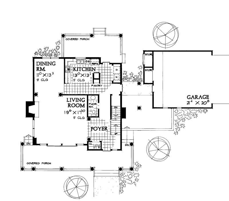 Floor Plan First Story of Country Plan #137-1448
