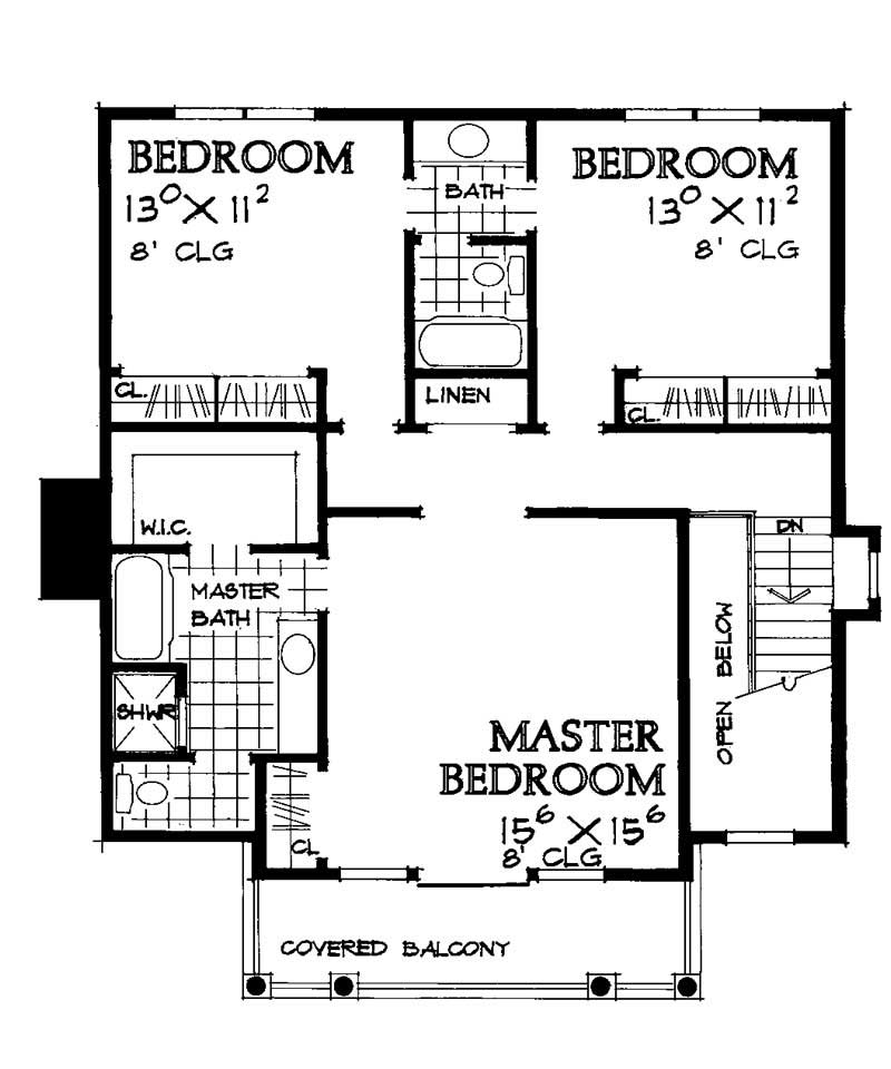 Floor Plan Second Story of Country Plan #137-1448