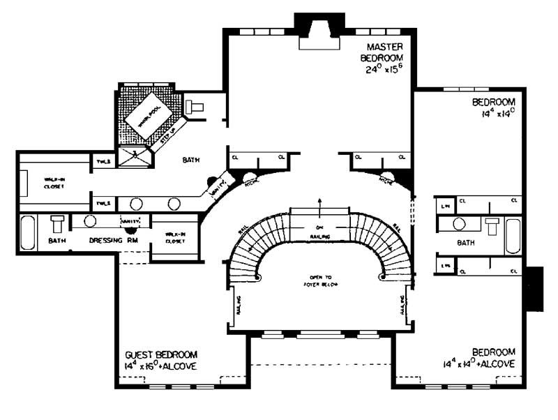 Floor Plan Second Story of European Plan #137-1451