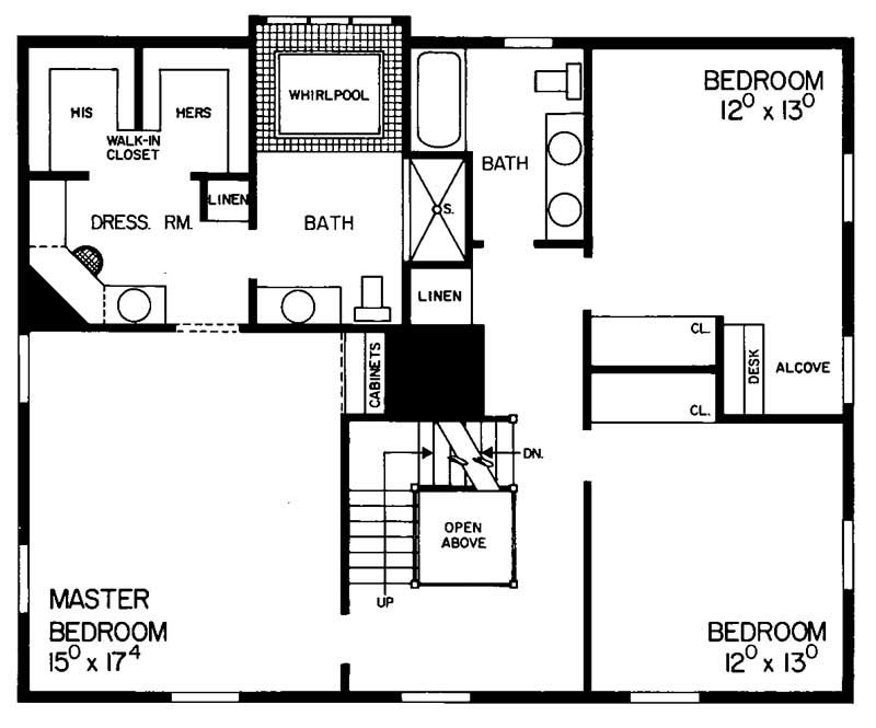 Floor Plan Second Story of Colonial Plan #137-1452