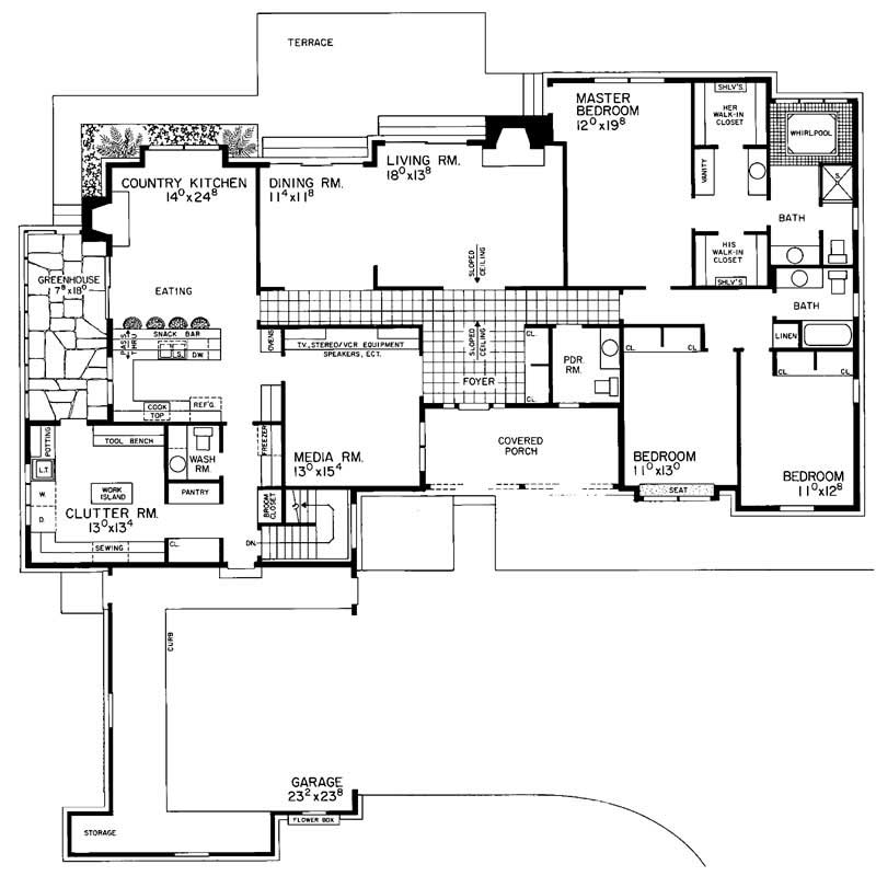 Floor Plan First Story of Ranch Plan #137-1456