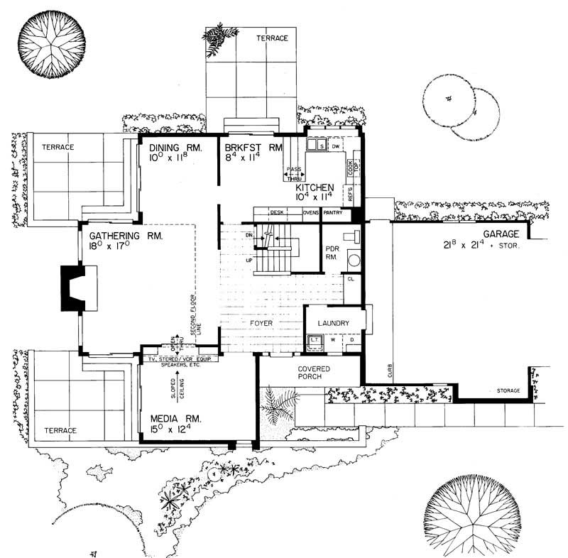 Floor Plan First Story of Contemporary Plan #137-1458