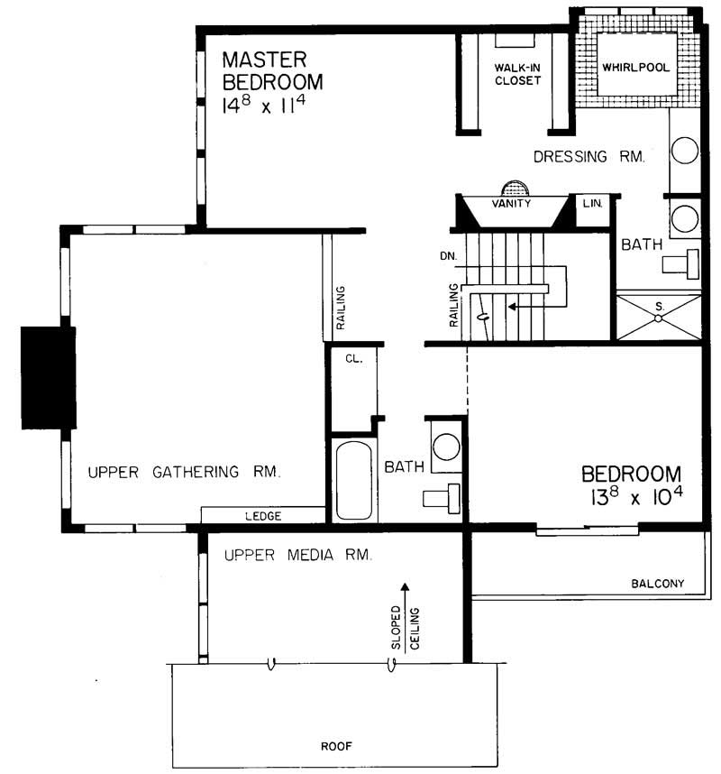 Floor Plan Second Story of Contemporary Plan #137-1458