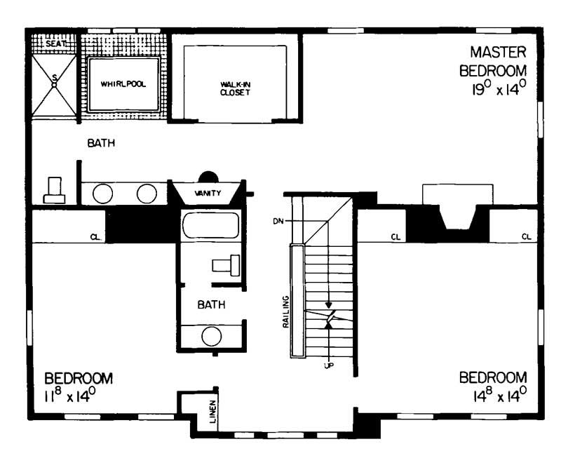 Floor Plan Second Story of Colonial Plan #137-1465