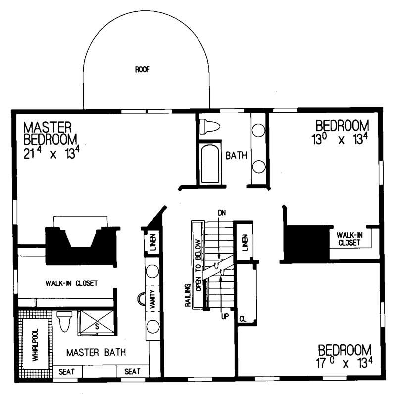 Floor Plan Second Story of Colonial Plan #137-1466