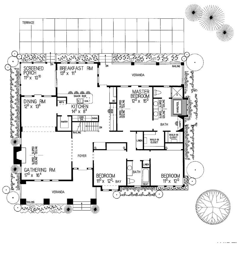 Floor Plan First Story of Ranch Plan #137-1467