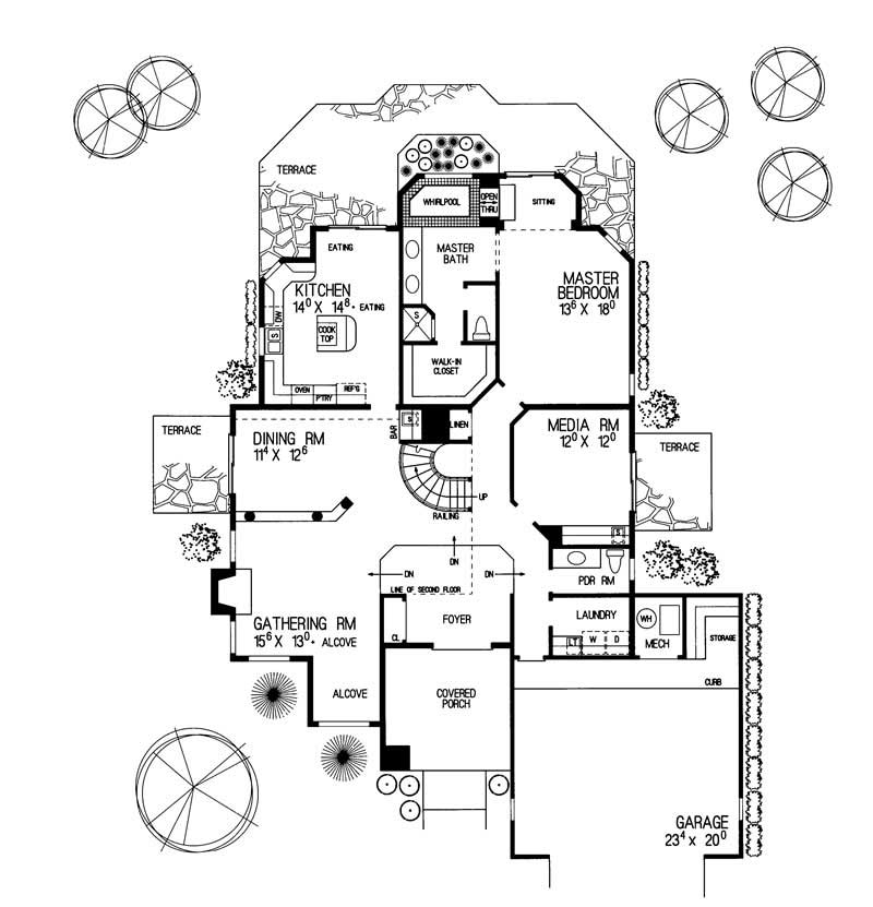 Floor Plan First Story of Mediterranean Plan #137-1470