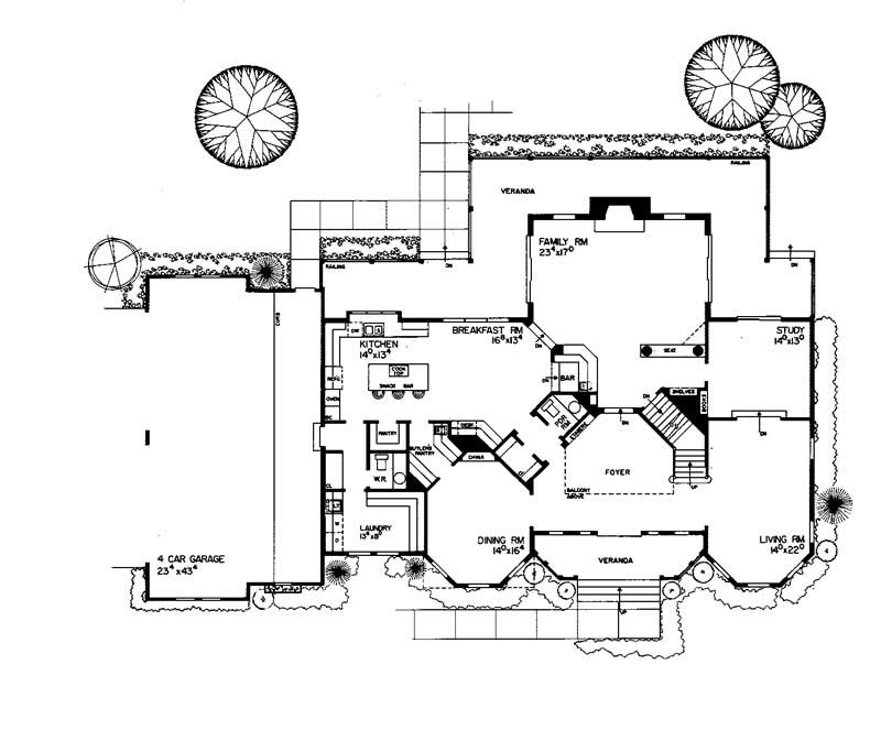 Floor Plan First Story of Victorian Plan #137-1476