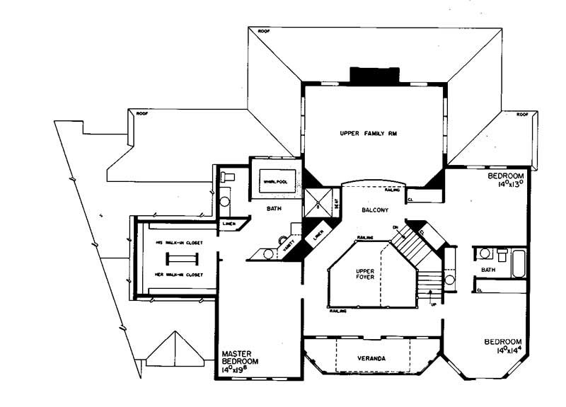 Floor Plan Second Story of Victorian Plan #137-1476