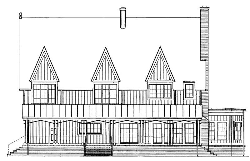 Home Plan Rear Elevation of this 4-Bedroom,3875 Sq Ft Plan -137-1481