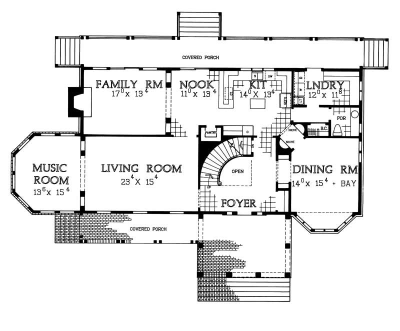 Floor Plan First Story of Victorian Plan #137-1481
